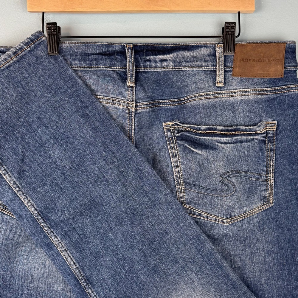 Silver Jeans Mens 36x33 Blue Allan Slim Straight Leg Denim Western Thick Stitch